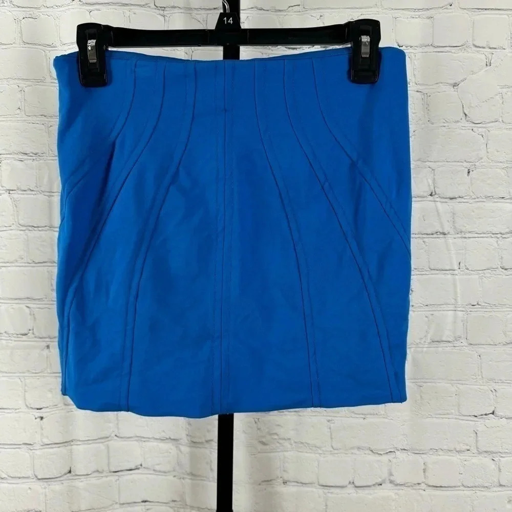 Diane Von Furstenberg Cameroon Stretch Mini Skirt Blue Size 2 - Picture 2 of 8